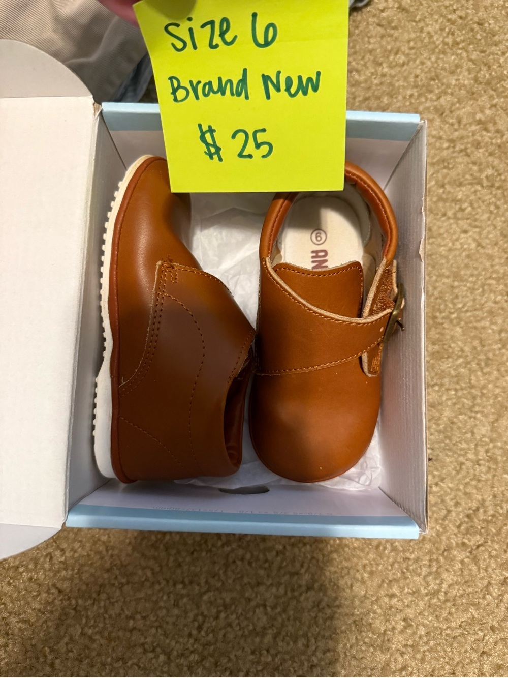 Toddler size 6 Angel Tan Leather Kids Shoes